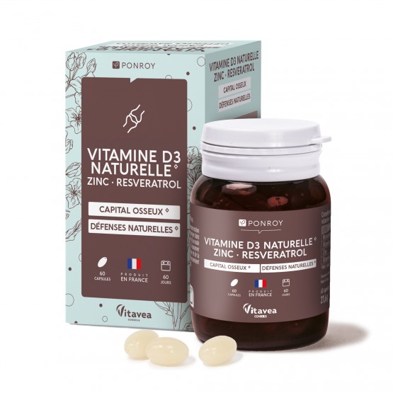 Vitamine D3 naturelle - zinc - resvératrol